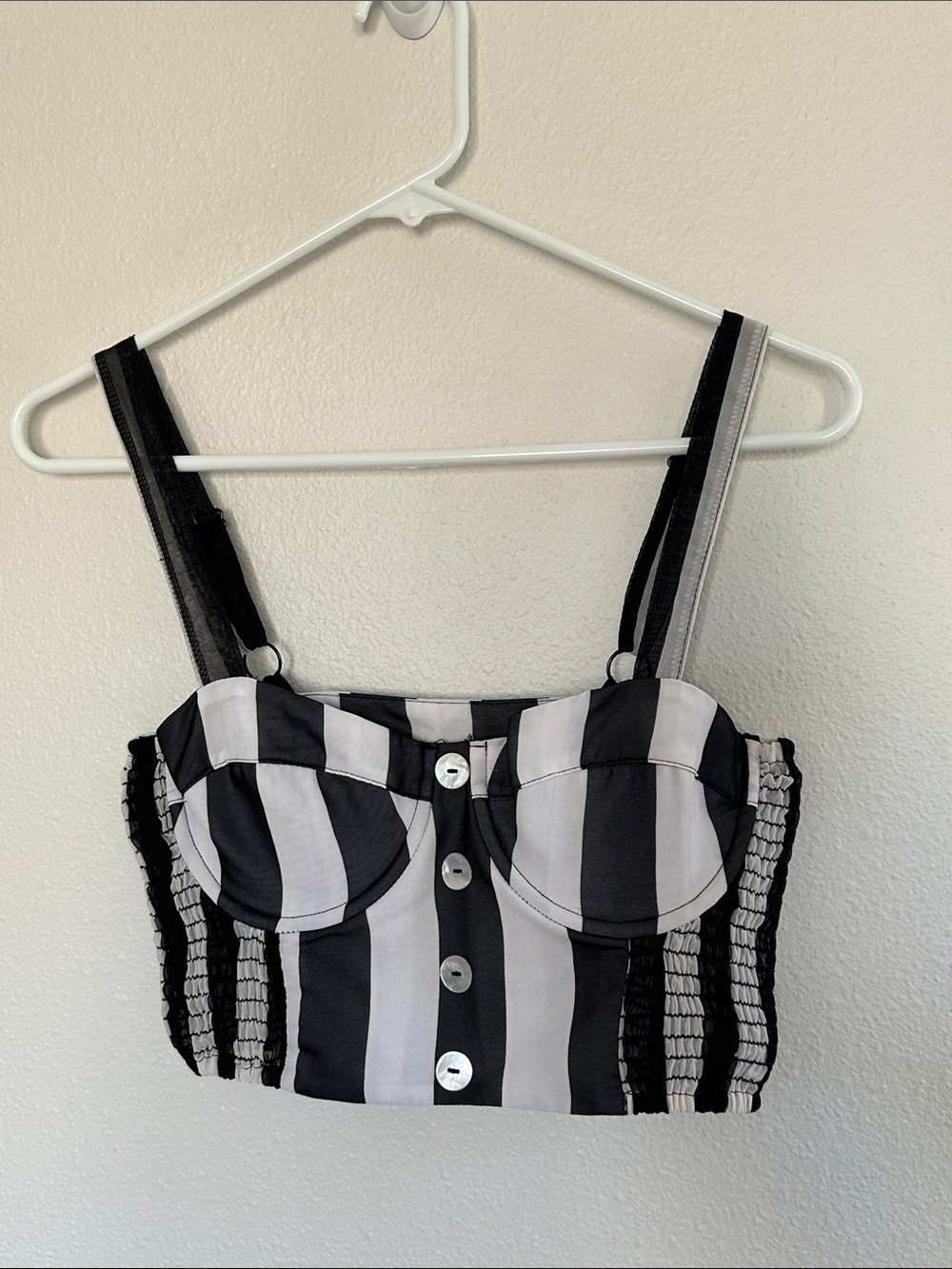 Vanessa Mooney Black and White Striped Crop Top